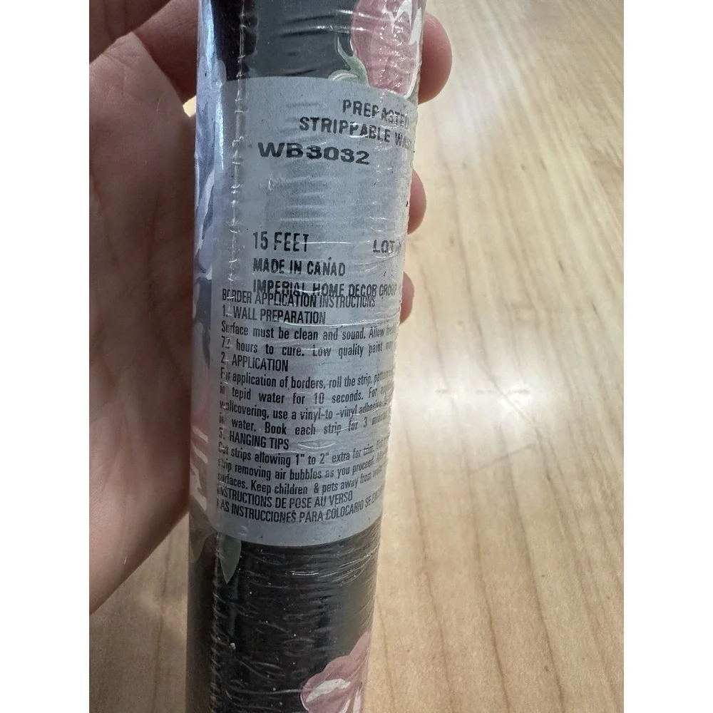 Imperial Vintage Floral Wallpaper Border Pink Blue Black Roses 15ft WB3032 NOS
